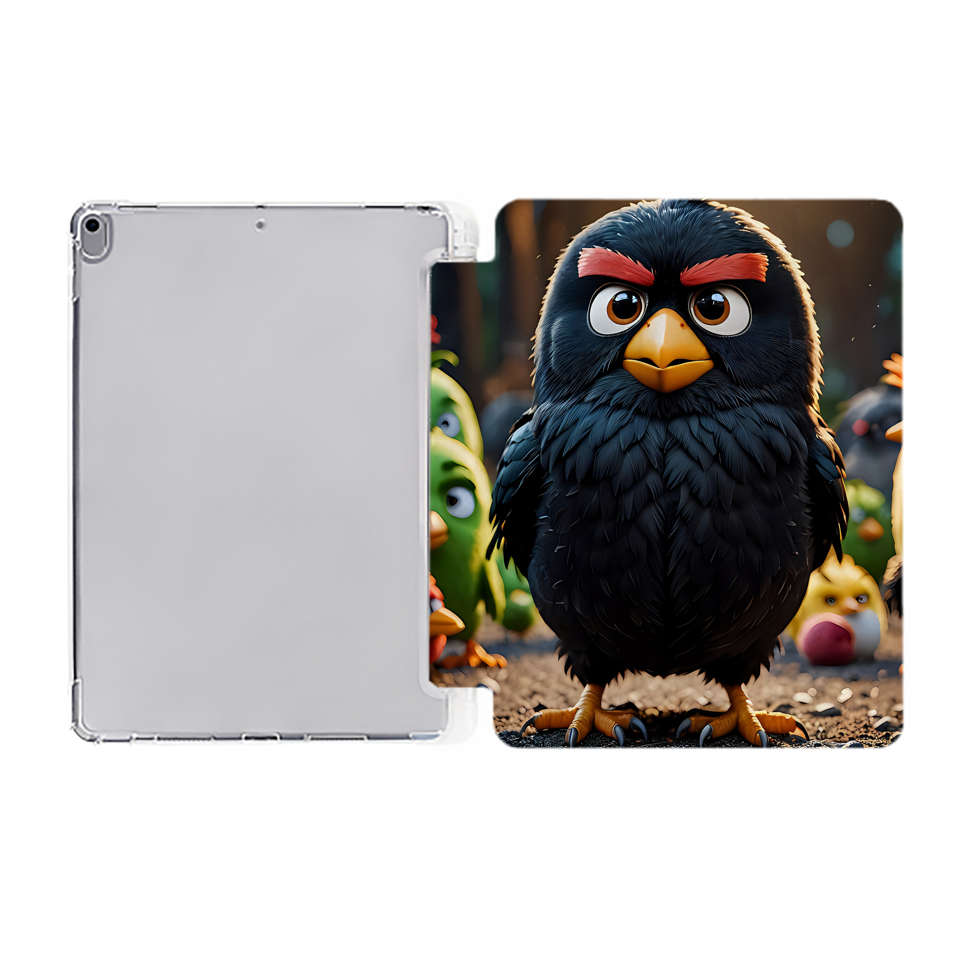 （画像用） Angry Birds アングリーバード IPad ケース ペン収納付き 三つ折りスタンド PUレザー×シリコン 対応機種9.5/10.5/10.9インチ